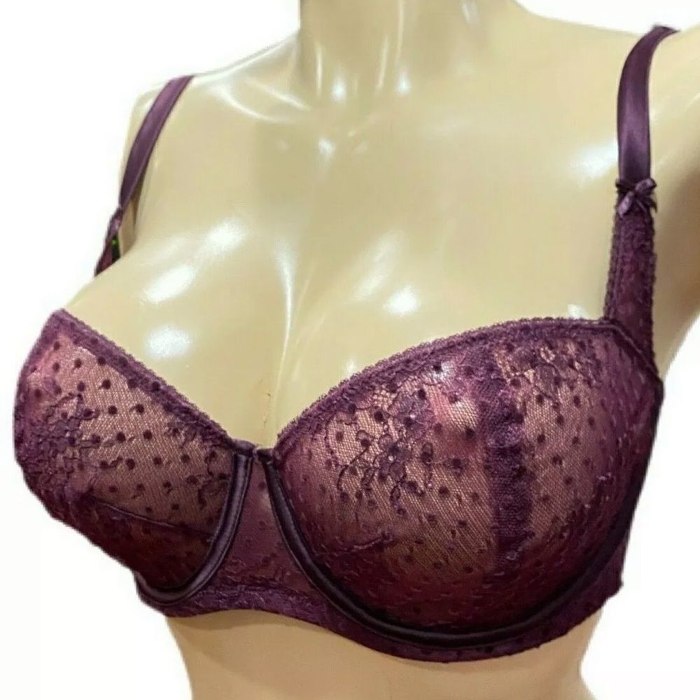 Victoria’s Secret Dream Angels Polka-dot Mesh Unlined Balconett maroon